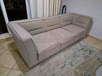 3-seater beige fabric sofa in good condition
