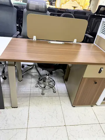 Wood Top Office Desk with Under-Desk Pedestal and Modesty Panel