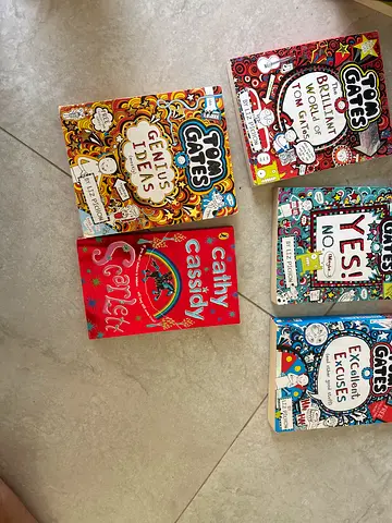 Lot of 5 children's books - Tom Gates series + Scarlett by Cathy Cassidy