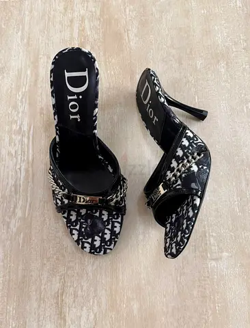 Dior black & white monogram high heel mules, size available on request