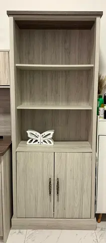 Light Wood Bookcase with Lower Cabinet - Good Condition