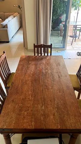 Solid Wood Rectangular Dining Table with Matching Chairs