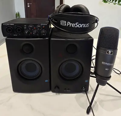 PreSonus Studio Bundle: Monitor Speakers, Audio Interface, Condenser Mic & Headphones