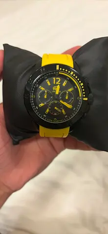 Lacoste Black and Yellow Men's Sport Watch with Rubber Strap