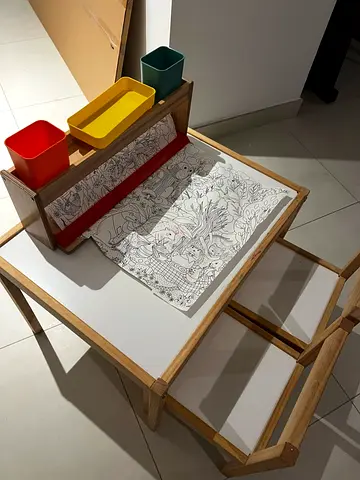 IKEA Kids Table Set with Paper Roll Holder with Shelf and SANDLÖPA