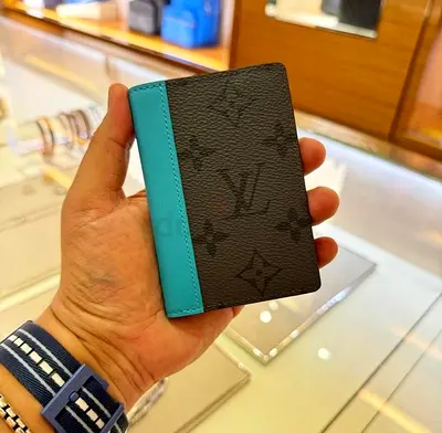 Louis Vuitton Monogram Canvas Small Card Holder / Wallet - Black & Turquoise