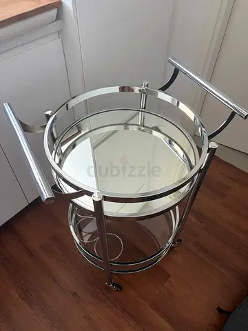 Chrome & Glass Bar Drinks Trolley on Wheels