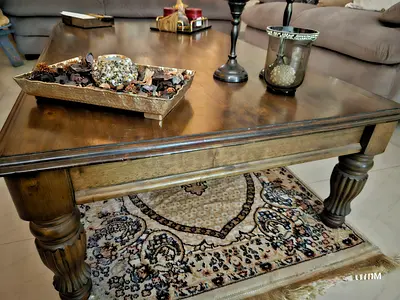 Solid Wood Coffee Table with Carved Legs - Good Condition - Garage Sale