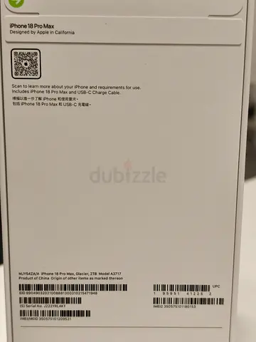 iPhone 18 Pro Max 2TB (Active) - Glacier. HK. Esim+phys sim
