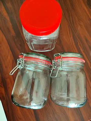 Set of 3 Clear Glass Storage Jars with Lids