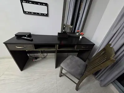 For Free : Wooden Study Desk with Drawer and Matching Chair - Dark Finish.Free Pick Up: Wooden St