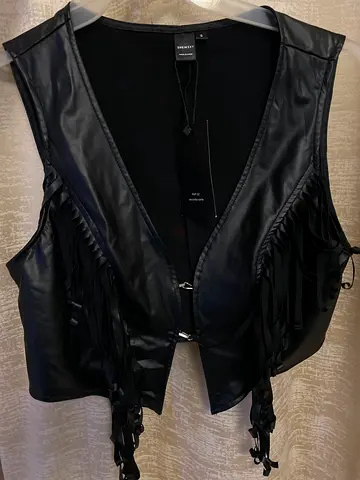 Black leather vest