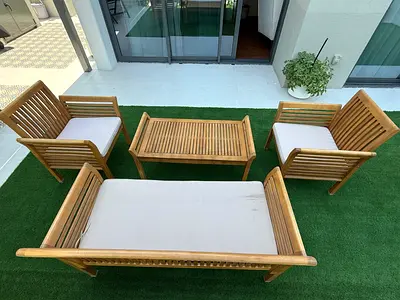 Outdoor sofa set with cushions - 4 pieces