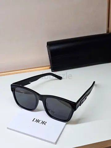 Dior men's black square sunglasses with case