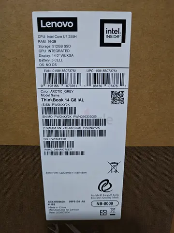 Brand New Sealed Lenovo ThinkBook 14 G8 IAL | Ultra 7 255H | 16GB RAM | 512GB SSD | No OS