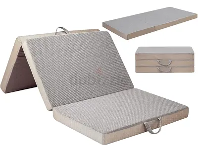 Tri-fold Portable Foldable Mattress / Guest Foam Mattress - Light Grey
