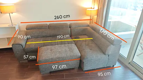 NEEDS TO GO THIS WEEK! Incredible sofa bed + Ottoman with storage