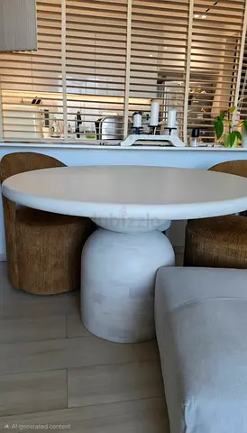 Round white pedestal dining table - modern compact design