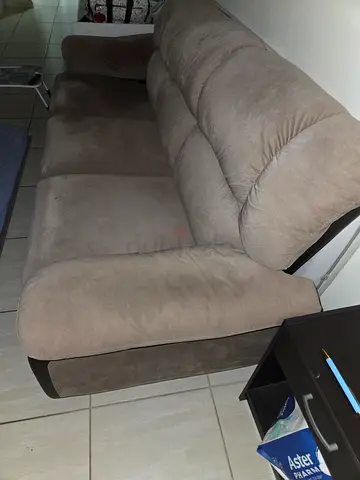 3-seater beige fabric sofa in good used condition