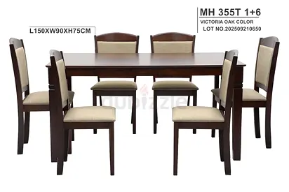 Modern 6 Seater Dining Set in Victoria Oak Finish