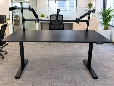 Free Delivery IKEA Electric Height Adjustable Standing Desk – Black, Double Monitor Arms Included