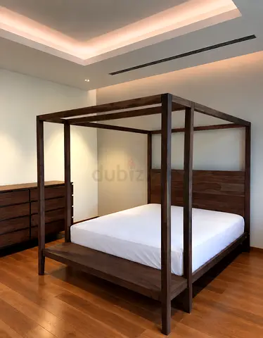 Marina Home Acacia Wood King Bed & Beautyrest Mattress