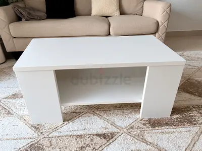 Simple white rectangular coffee table with lower shelf - good condition Negotiable