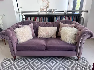 Handmade British Velvet Camel Back Chesterfield Sofa