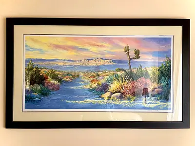 Original Framed 55" x 29" Desert Painting for sale