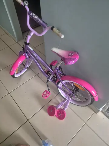 Girls 12-inch Pink & Purple Kids Bike with Training Wheels