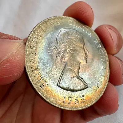 Rainbow Toned Churchill Crown 1965 (old antique coins)