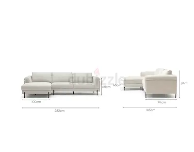 L-Shaped Sofa - Almond Cream 282 cm