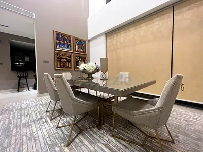 Modern Glass Top Dining Table - 240cm x 120cm (Chairs not Included)