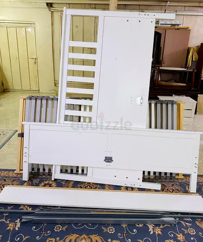 White Wooden Single Bed Frame (Disassembled) - Good Condition