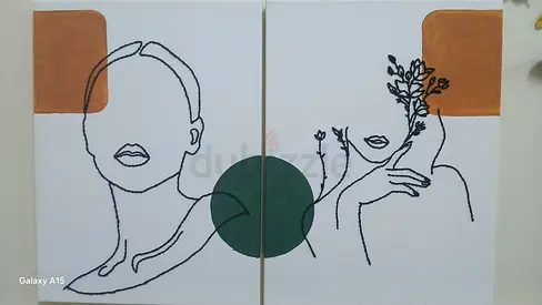 Minimalist Diptych Line Art Canvas Painting - Two Panel Wall Art