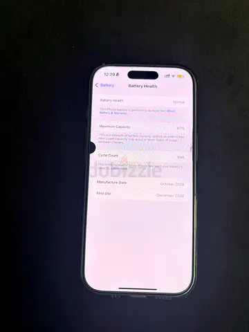 iPhone 16 Pro Max - Good Condition, Battery Health 87%. Has a dot so please see the pics