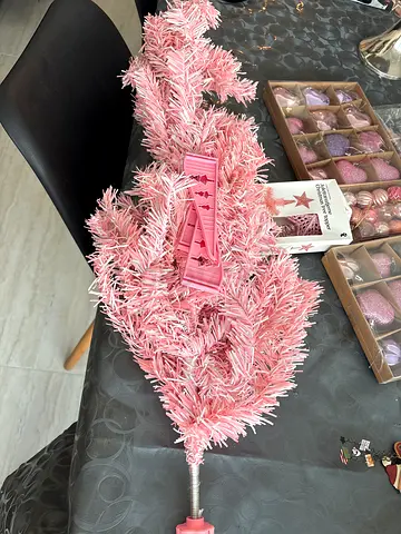 Pink Artificial Christmas Tree - 5ft (pre-lit / assembly parts included)