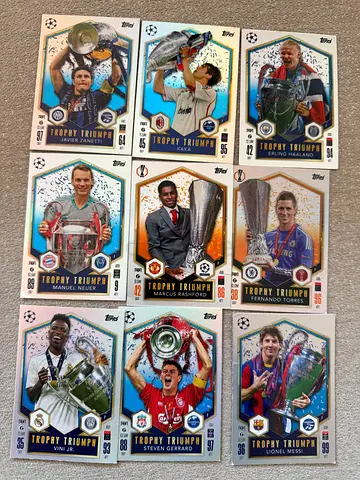 Set of 9 Topps UEFA Champions League Trophy Triumph Trading Cards