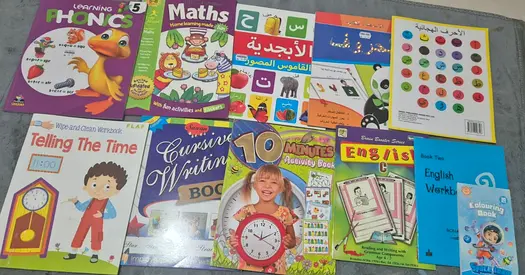 Set of English & Arabic Kids Workbooks - Phonics, Maths, Writing,  Moral, Stories & Activity Books