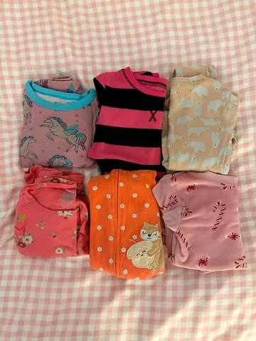 Bundle of 6 Baby Girls Long-Sleeve Sleepsuits / Bodysuits - Size 12 - 18 months & 2T