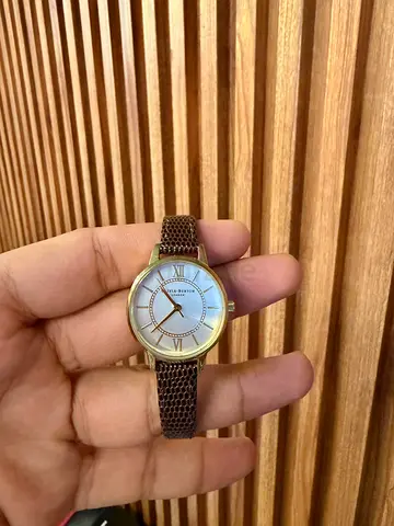 Olivia Burton London Ladies Watch with Textured Brown Leather Strap