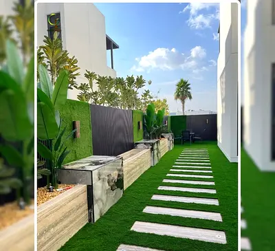 Artificial grass with steps