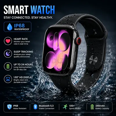 Smart Watch with Heart Rate & Sleep Tracking - Excellent Condition