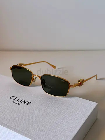 Celine Gold Frame Sunglasses with Green Lenses - Excellent Condition