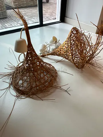 Handmade Rattan Pendant Light Shades - Set of 2