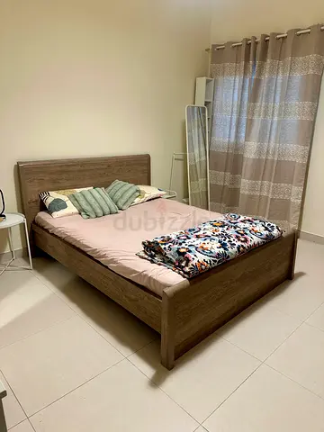 Wooden Double Bed Frame with Headboard with free mattress - Good Condition