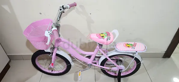 Pink Kids Bicycle with Basket and Training Wheels - Good Condition