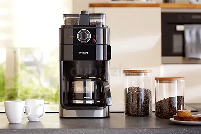 Philips Grind and Brew Coffee Maker, 1000W, 1.2L, HD7762 - Black/Silver