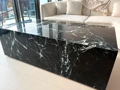 Large Black Marble Coffee Table with hint of Green