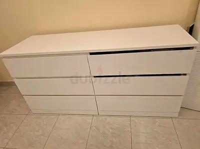Ikea White 6-Drawer Low Dresser / Chest in Good Condition